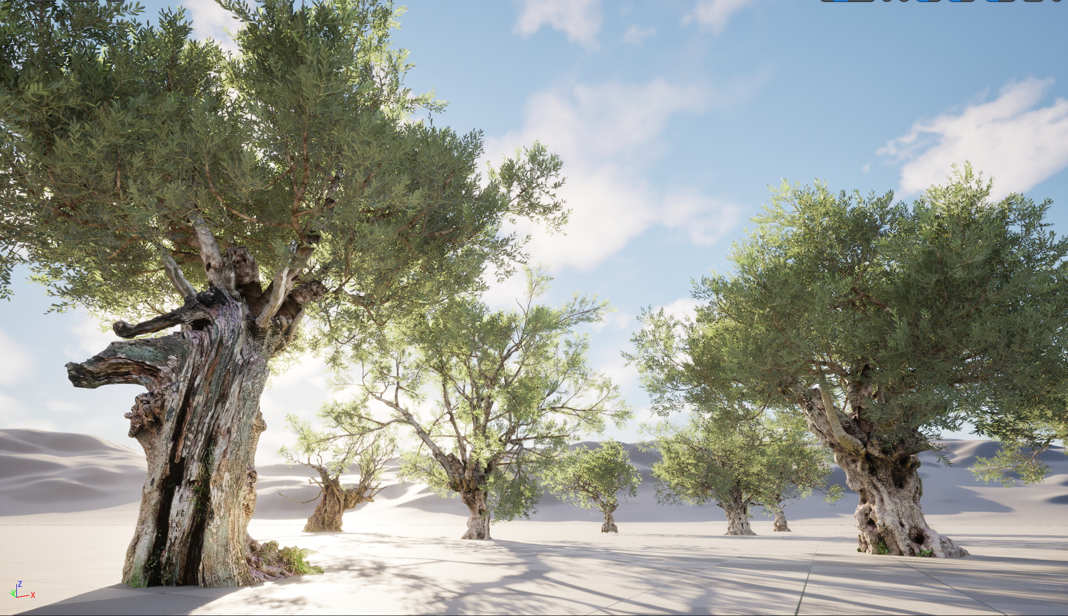 UE5 Nanite Wind Plants - Scanned Olea europaea – Common olive Pack (01-08)